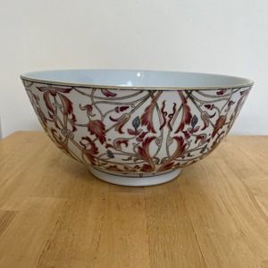 Famille Rose Porcelain Large Bowl 12" Diameter, pink, red, gold, blue, floral